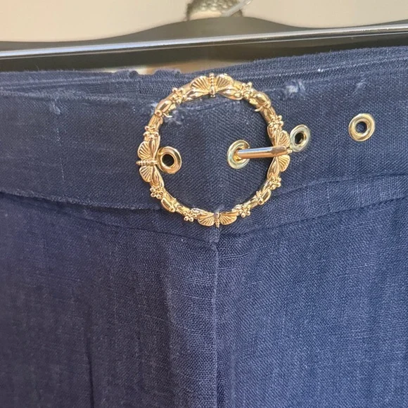 Zimmermann Navy Floral Pants with Belt